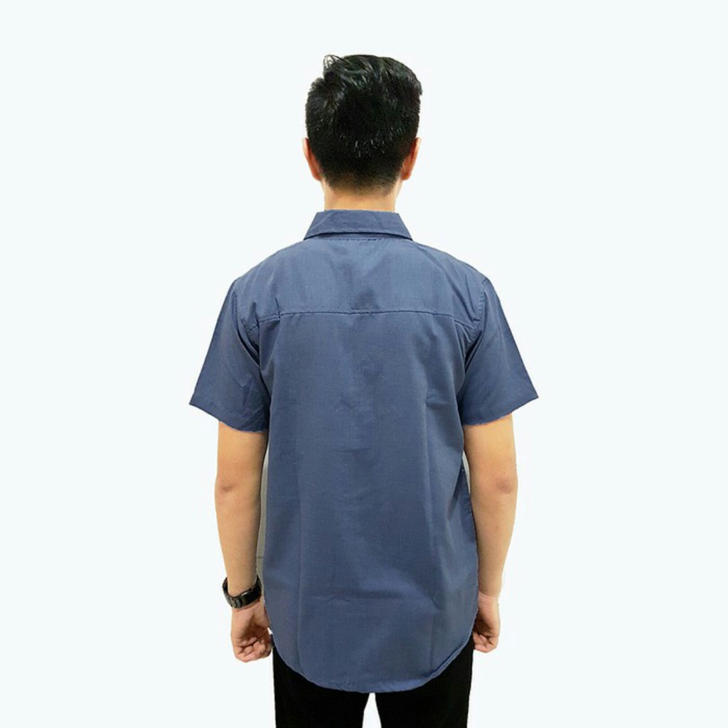 Kemeja Pria Denim Tangan Pendek - Jhonny Biru  - JCCollections