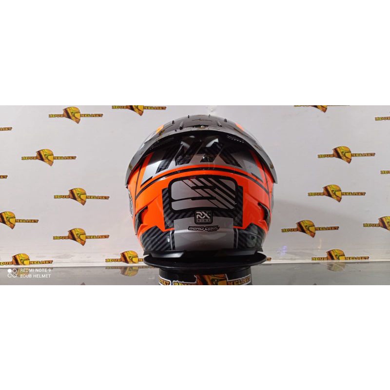 Helm Nhk full face RX9 paket ganteng motif racer x orange flouricent visor flat iridium-2