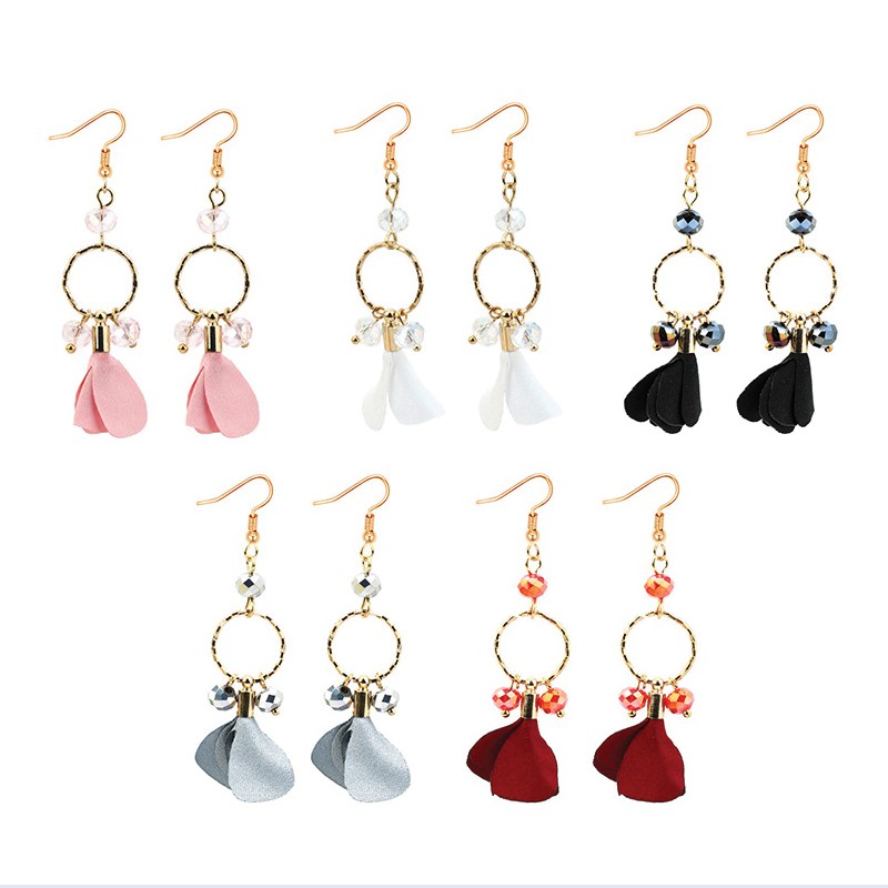 FS LRC Anting Gantung Elegant Petal Shape Decorated Earrings BUY 1 GET 5