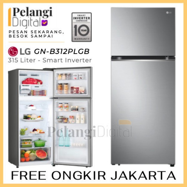 LG B312PLGB Kulkas Dua 2 Pintu Smart Inverter Linear Cooling 315 Liter