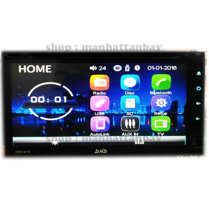Full Glass Head Unit Double Din TV Mobil Universal DVD Player DHD