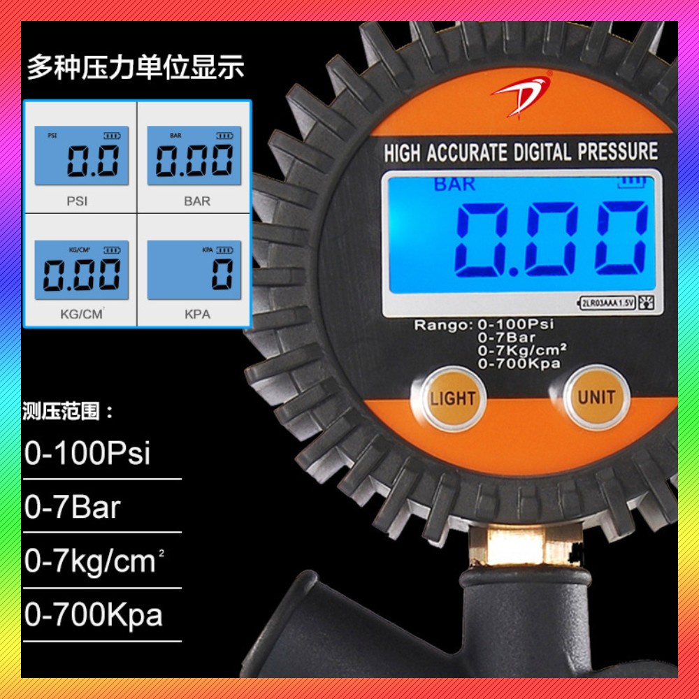 Mall Neoteck Digital Tire Pressure Gauge Pembaca Tekanan Angin Ban LCD Display Pistol Style - D