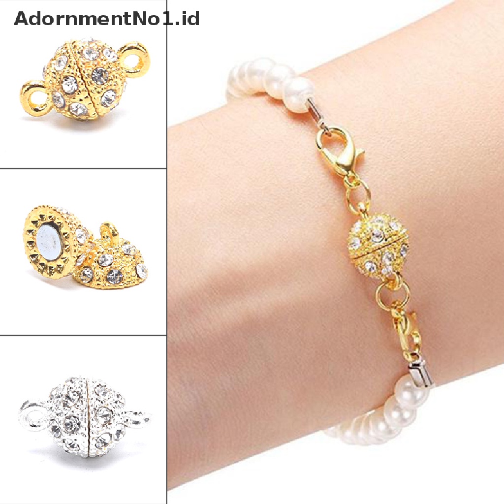 (AdornmentNo1) 5pcs / Set Kait Clasp Magnet Metal Aksen Berlian Imitasi Untuk Gelang / Kalung (ID)