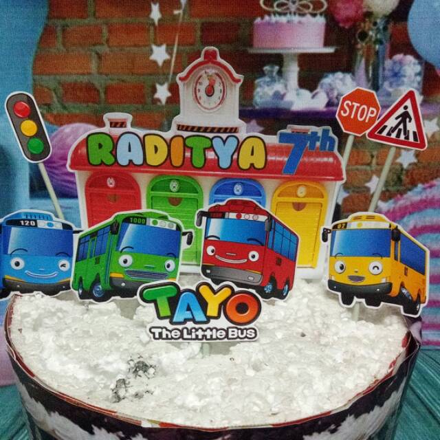 topper tancepan hiasqn kue tart  tema tayo 2