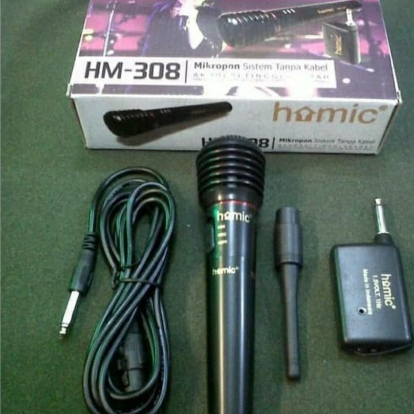 COD MIC HOMIC HM-308 Microphone single wireless Homic 308 2in1 (wireless dan kabel) //MICROPHONE WIRELESS//MIC KARAOKE//MIC SALON AKTIF