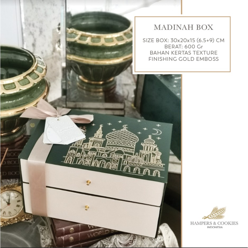 

MADINAH Hardbox Packaging Kardus Kotak Kado Hampers Box Lemari Idul Fitri Lebaran Ramadhan Eid Mubarak Kokoh Besar Gift Set Premium - MADINAH HAMPERSCOOKIES