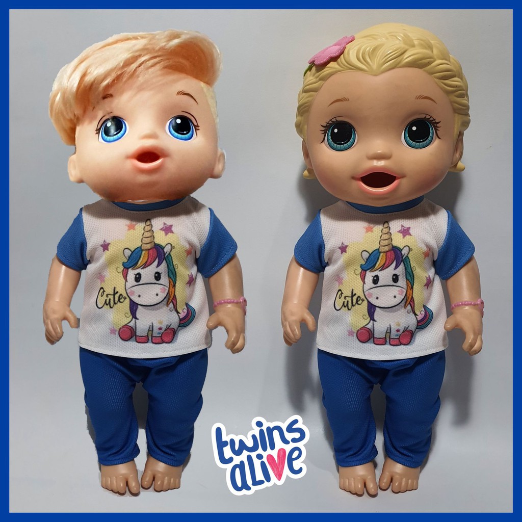 READY  Baju Boneka Baby Alive Setelan Boy Unicorn Biru