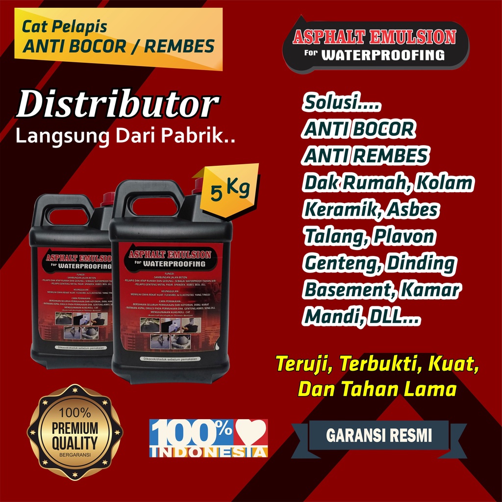 Cat Tembok Anti Bocor Aspal Cair Anti Bocor Asphalt Emulsion for Waterproofing - 5 kg