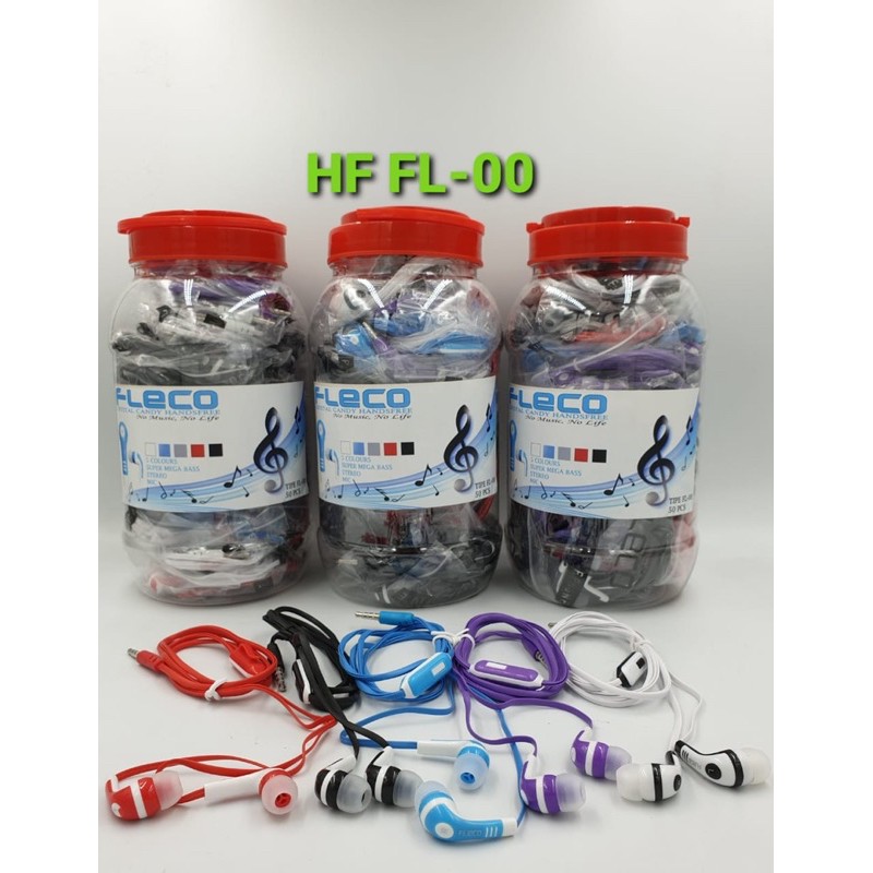 GROSIR~1TOPLES ISI 50PCS HANDSFREE FLECO HF FL11 NEW EARPHONE HIFI AUDIO FL-11