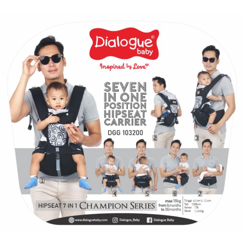 Gendongan Hipseat Dialogue 7 in 1 Leon - Glazy - Sparkie - Champion Series