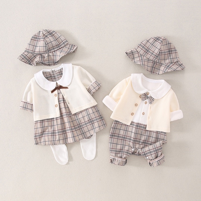 Brown plaid set / set pakaian anak bayi