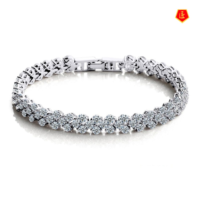 [Ready Stock]Elegant Women's Silver Crystal Bracelet