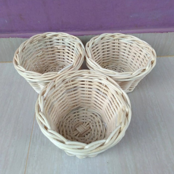 keranjang rotan bulat parcel / seserahan / sovenir / penyimpanan / hiasan murah 15X10X10 cm