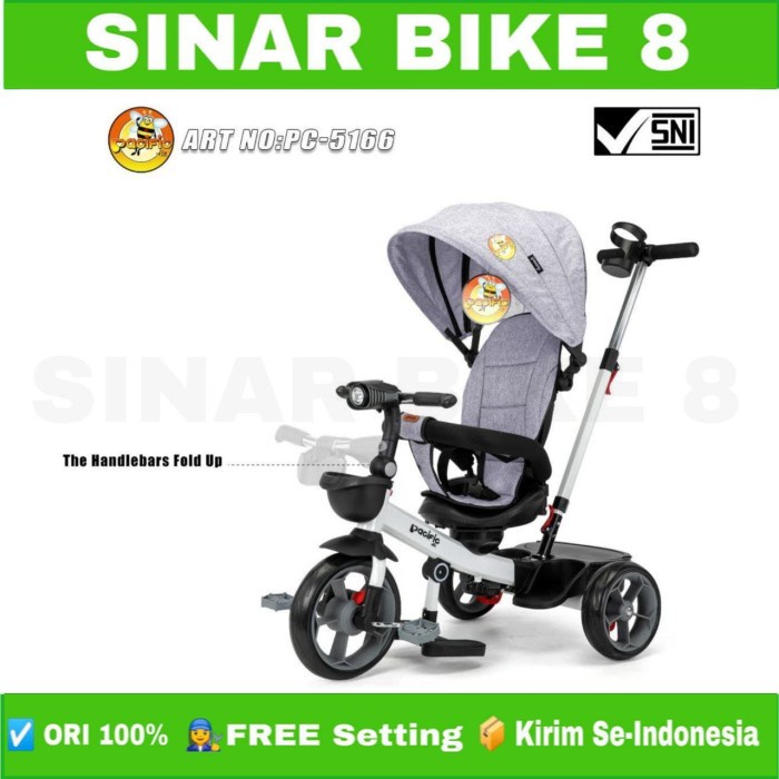 Sepeda Anak Roda Tiga PACIFIC PC 5166 Kursi Bisa di Putar Kanopi Tricycle Anak