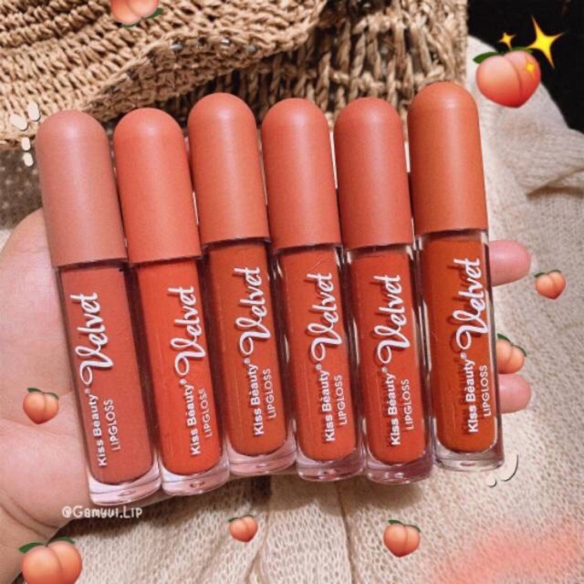 READY!! [Per Batang] Lipcream Kiss Beauty Velvet Tutup Rata / Bulat