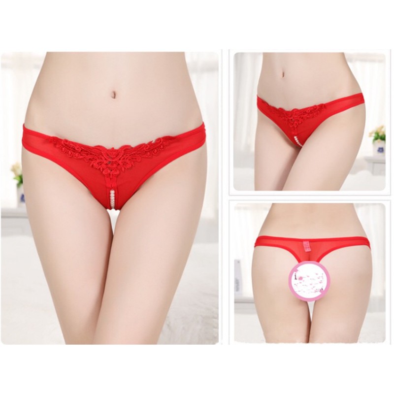 celana dalam Sexy g string Pearl Open Crotch Lingerie thong c079