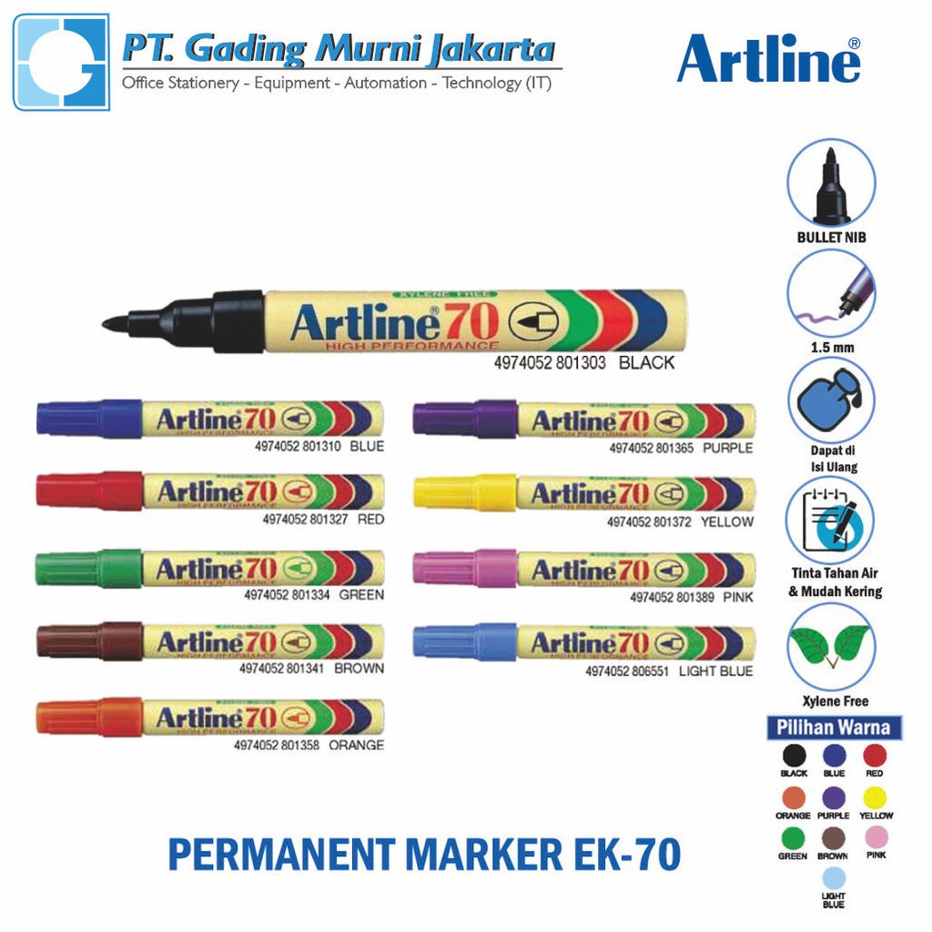 Jual SPIDOL MARKER ARTLINE EK-70 (12PCS) | Shopee Indonesia