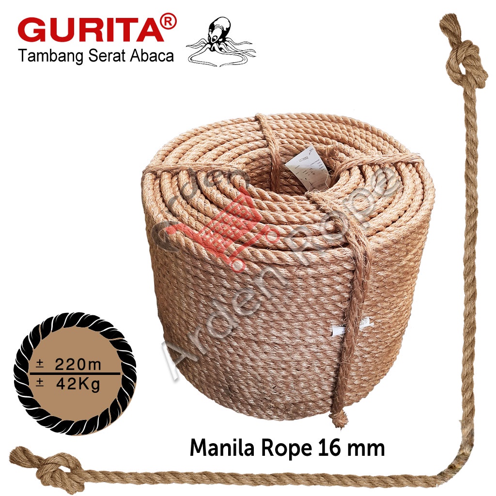 

Tali Manila - Tali Serat Abaka - Tambang Gurita - Gurita Rope 16 mm