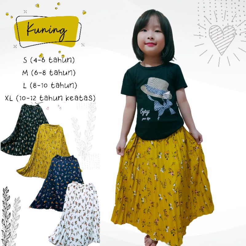 Rok Plisket Panjang Anak 1 tahun sd dewasa Lily Pleated Skirt Hyget Super