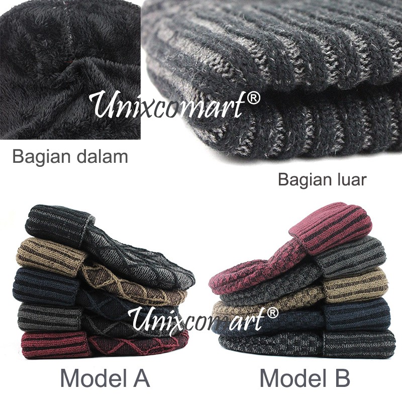 Topi Kupluk Beanie CHESS DIAMOND Topi Kupluk Dewasa Knitted Hat Bahan Rajut Tebal