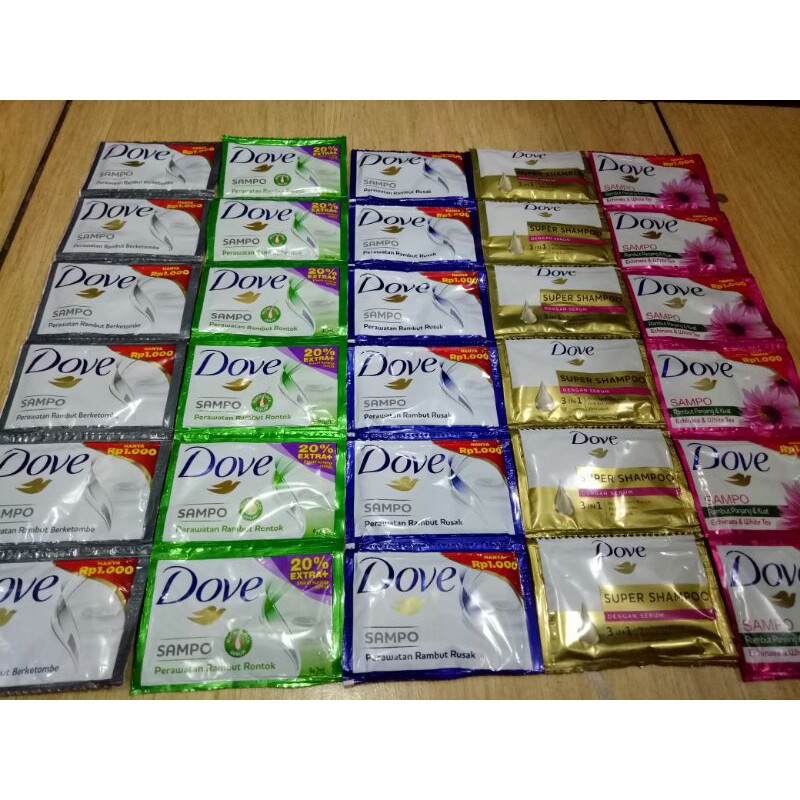 Dove shampo sachet 1 set isi 6 x 8ml