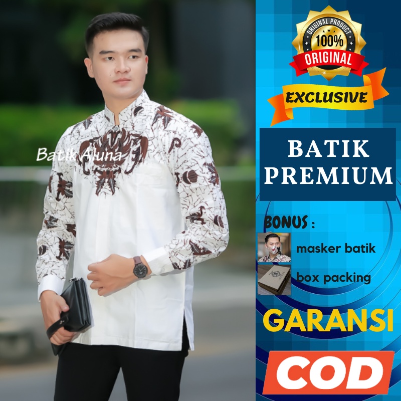 Koko Batik Pria Lengan Panjang Baju Kemeja Koko Batik Pria Premium Fashion Pakaian Muslim Ramadhan C
