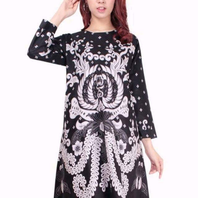 Atasan Long Tunik Safha Midi Dress Batik Wanita