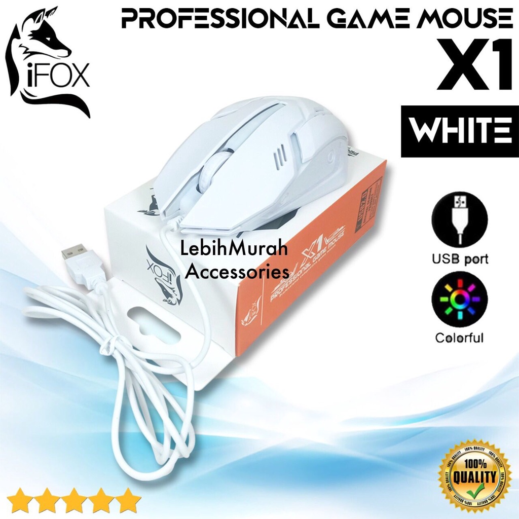 Mouse Kabel Gaming X1 IFOX LED Cable Mouse Game RGB Colorful 7 LED light