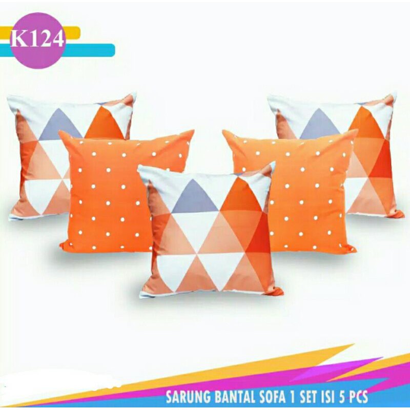 Set sarung bantal kursi sofa cushion cover 60x60 cm Sarban Segitiga Orange
