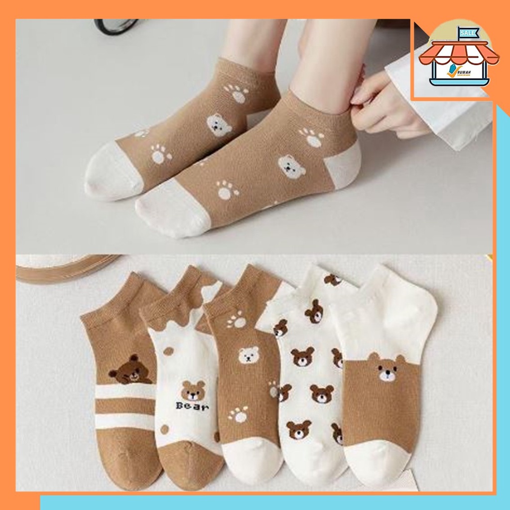 RSB KK226 Kaos Kaki Bear Brown Fashion Pendek Semata Kaki Socks Korean Style