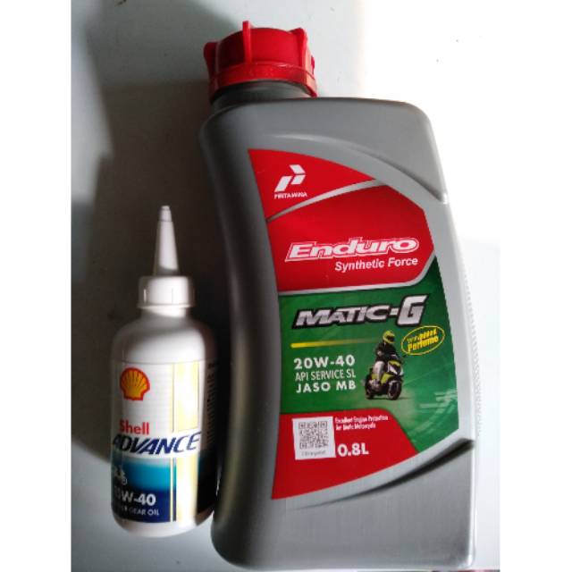 Paket oli matic enduro 0.8 lt + oli gear..untuk semua jenis motor matic honda.yamaha.suzuki