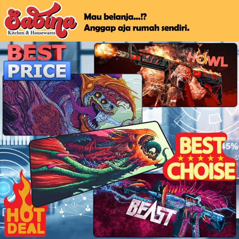 Mouse Pad Mousepad Gaming Gambar Monster Senjata XL Desk Mat 30x80cm