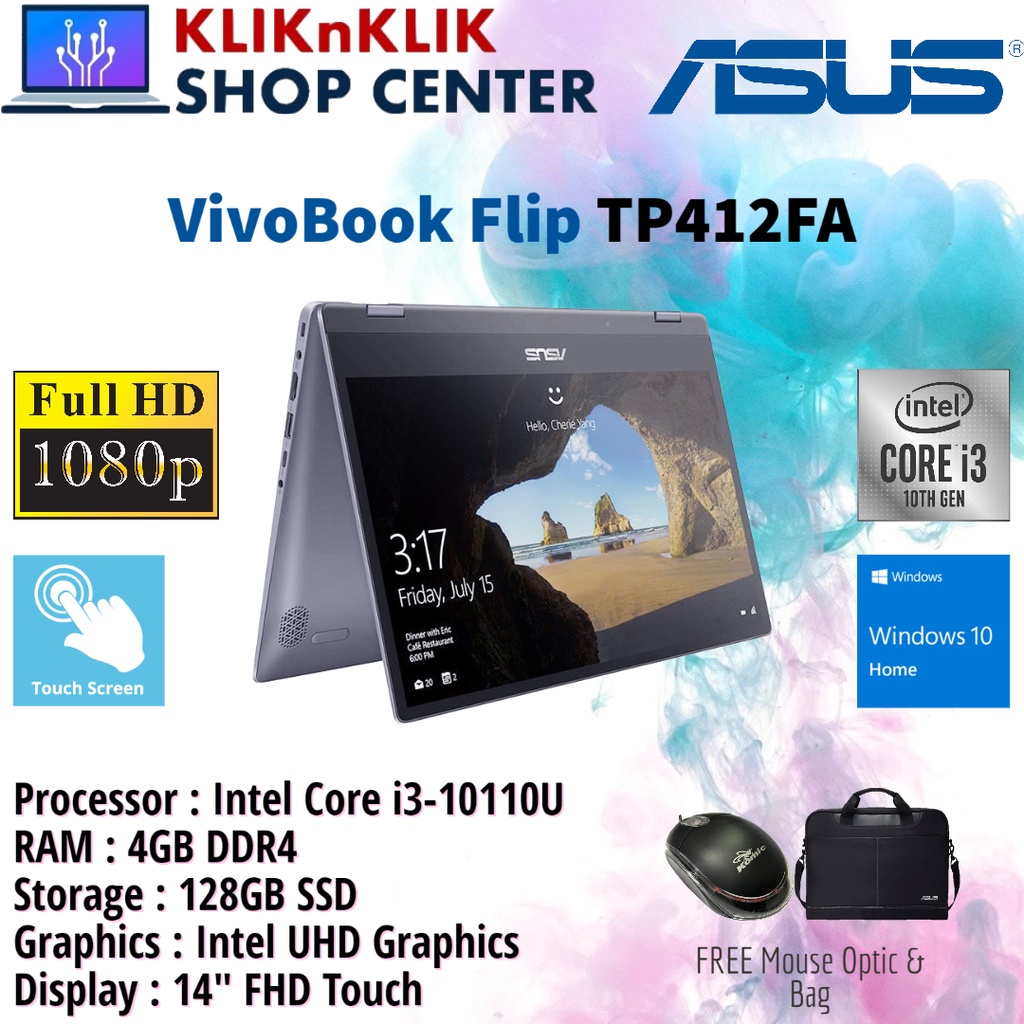 Laptop Asus Vivobook Flip TP412FA Series Core i3 4GB 128GB SSD