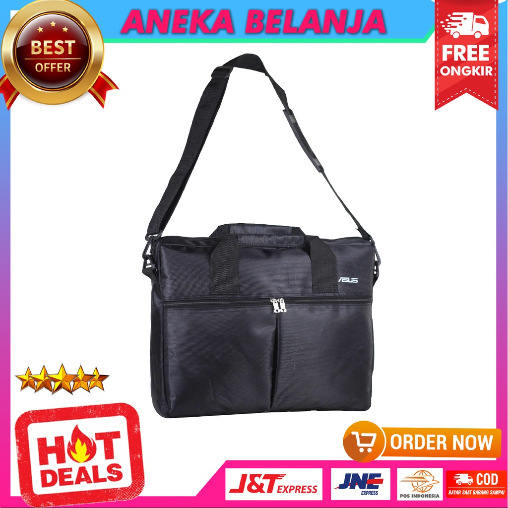 Tas Selempang Laptop Kerja Jinjing Tebal 14-15 Inch Bagus Tas Hitam Slingbag Simple Kuat