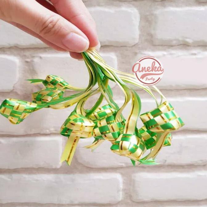 

ketupat lebaran pita parsel isi 6 / hiasan parsel aksesoris idul fitri