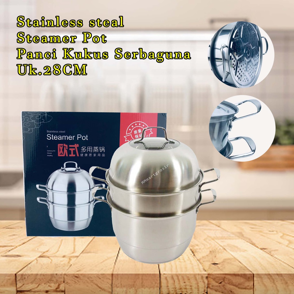 Steainless steal  / DANDANG STEAMER POT/ PANCI KUKUS STAINLESS 28CM SERBAGUNA