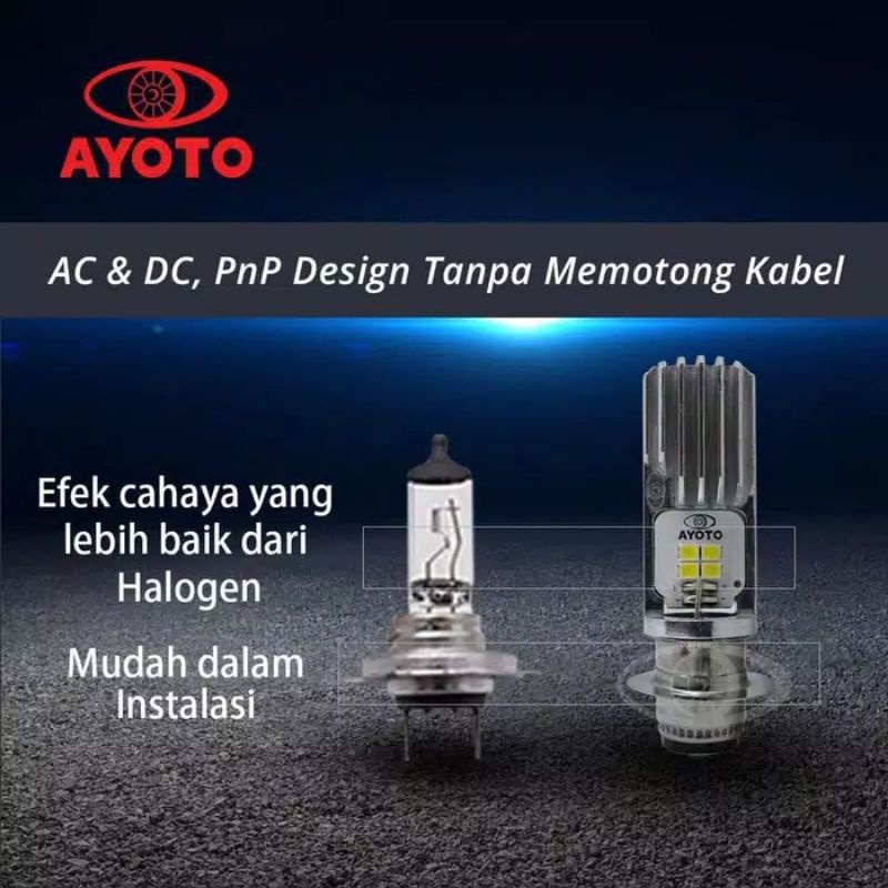 Lampu Depan Motor LED AYOTO M2B H6 AC DC 8 Led Kaki 1