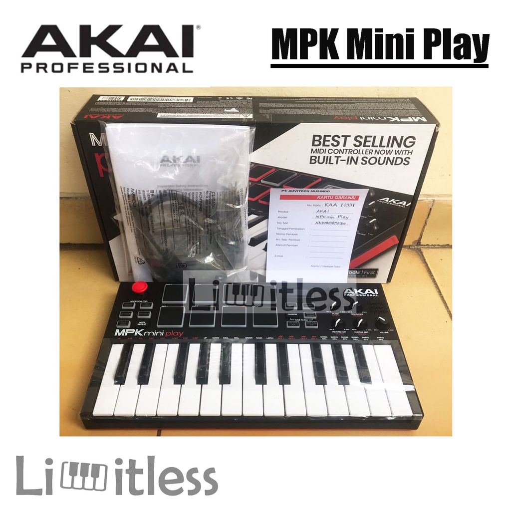 AKAI MPK Mini Play USB Keyboard MIDI Controller Garansi Original