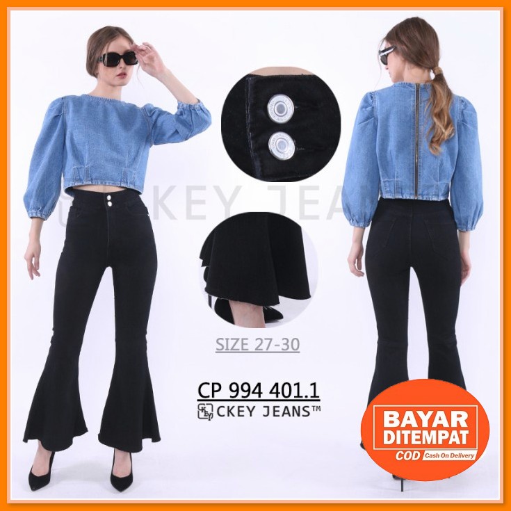 Celana Jins Wanita Kekinian Jeans Perempuan Panjang Aesthetic Wan YO652 Celanan Jeans Cutbray Ruff