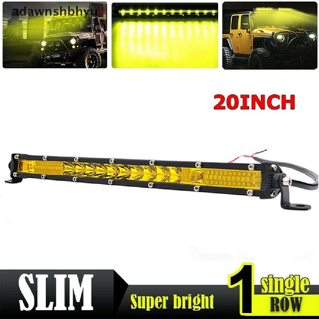 Adawnshbhyu Kuning Ultra Slim 20 ''200w Baris Tunggal Lampu Kerja LED Bar Offroad Truck Amber