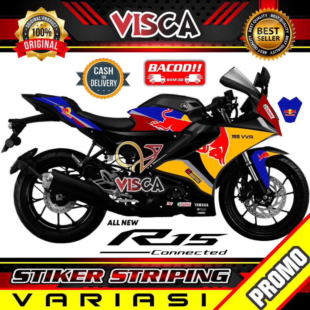 Striping R15 V4 - Stiker Sticker Striping Variasi Lis R15 V4 - Striping Hologram R15 V4 Red Bull