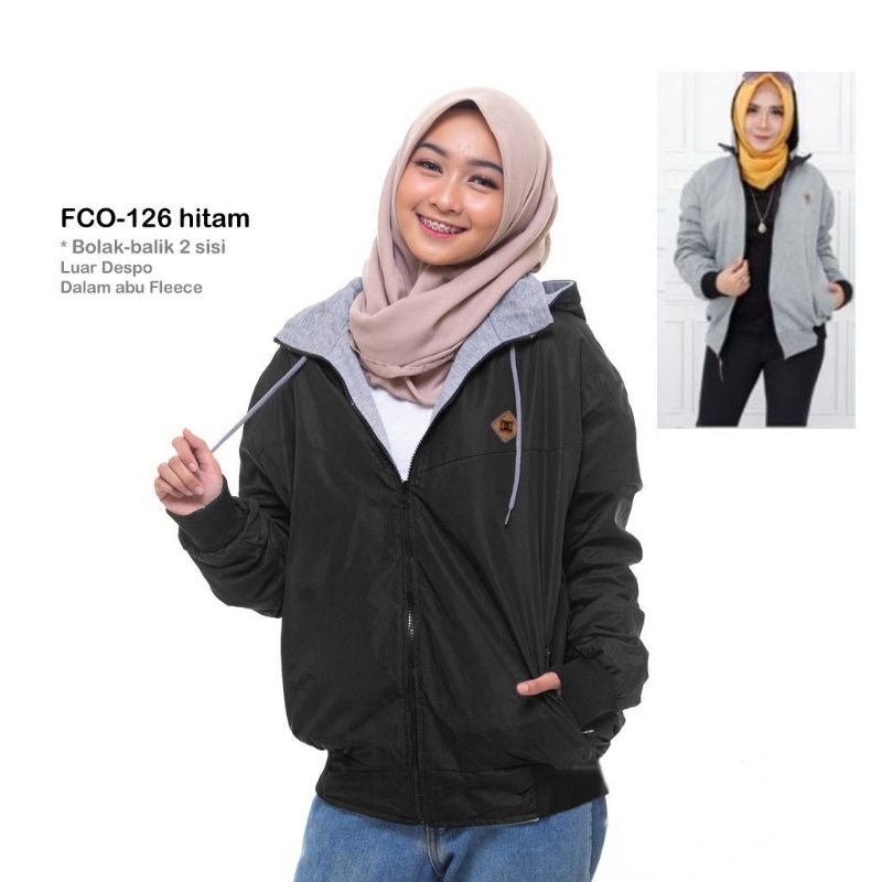 JAKET BOMBER WANITA BOLAK BALIK 2IN1