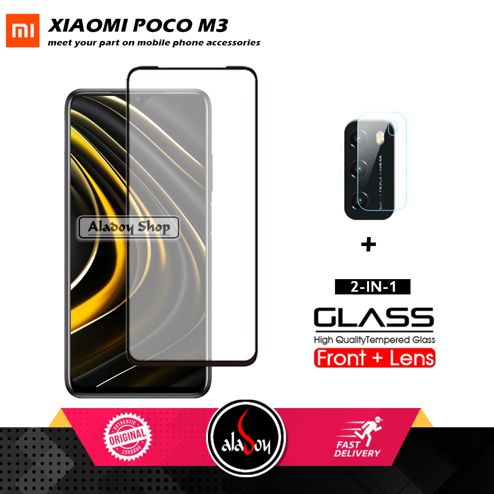 Tempered Glass Xiaomi Poco M3 PAKET 2 IN 1 Tempered Glass Layar dan Tempered Glass Camera