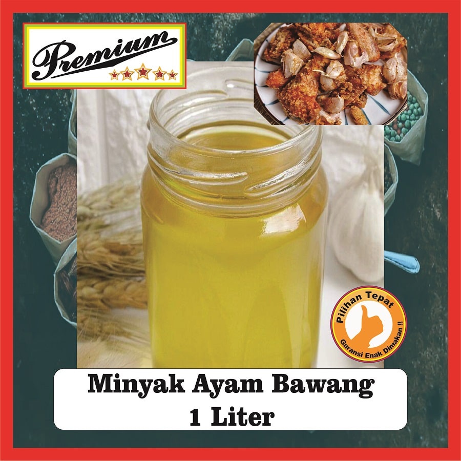 

MINYAK AYAM BAWANG 1 LITER Premium Gurih Wangi Halal Asli Banyak Manfaat & Kegunaan untuk Masakan dan juga Mie Ayam Bawang Putih Nasi Goreng Bakso Cairan Garlic Chicken Oil Essen Flavor Essence Flavour Ekstrak