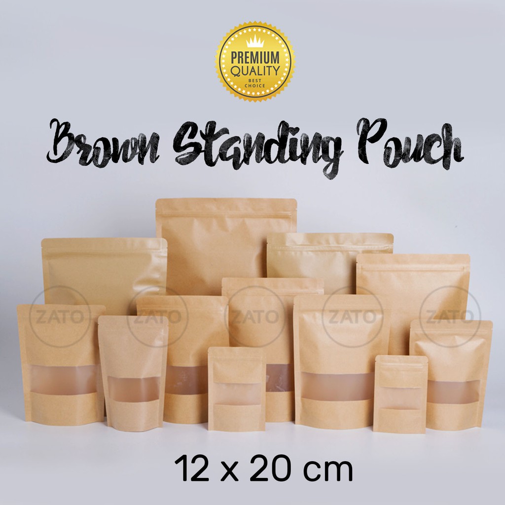 

Isi 100 pcs Kraft Paper Bag 12x20 FLAT | plastik ziplock | standing pouc
