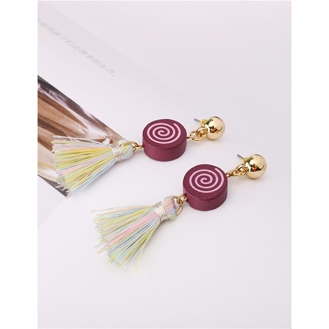 LRC Anting Fashion Color Log Tassel Line Earrings F69581