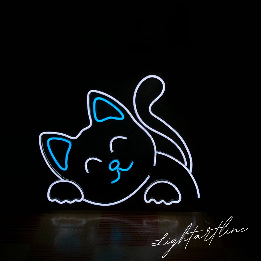 NEON FLEX KUCING | Lampu Kucing | Neon Sign Bentuk Kucing untuk kamar dan dekorasi  ruangan