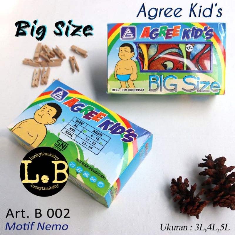 3pc_cd anak AGREE B002 BIG SIZE MOTIF / celana dalam anak laki-laki agree kids