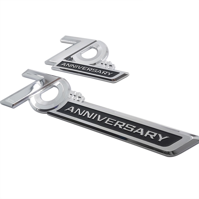 1pc Stiker Emblem Logo 70th ANNIVERSARY Warna Silver Glossy Untuk Dekorasi Mobil