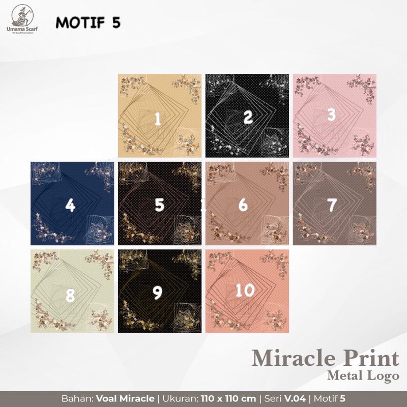 [PART 2 ] HIJAB SEGIEMPAT MOTIF UMAMA SCARF VOAL MIRACLE PRINT METAL LOGO